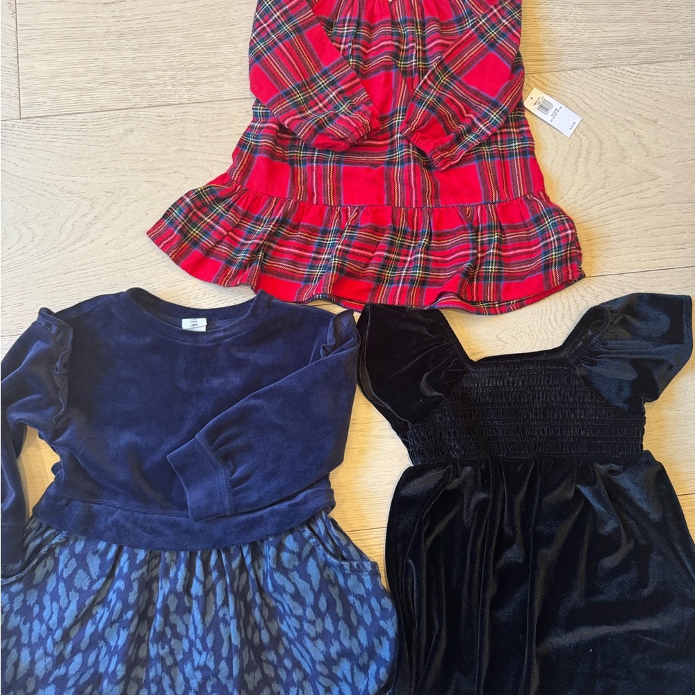 Plaid Red Dress and Velvet Dresses Set